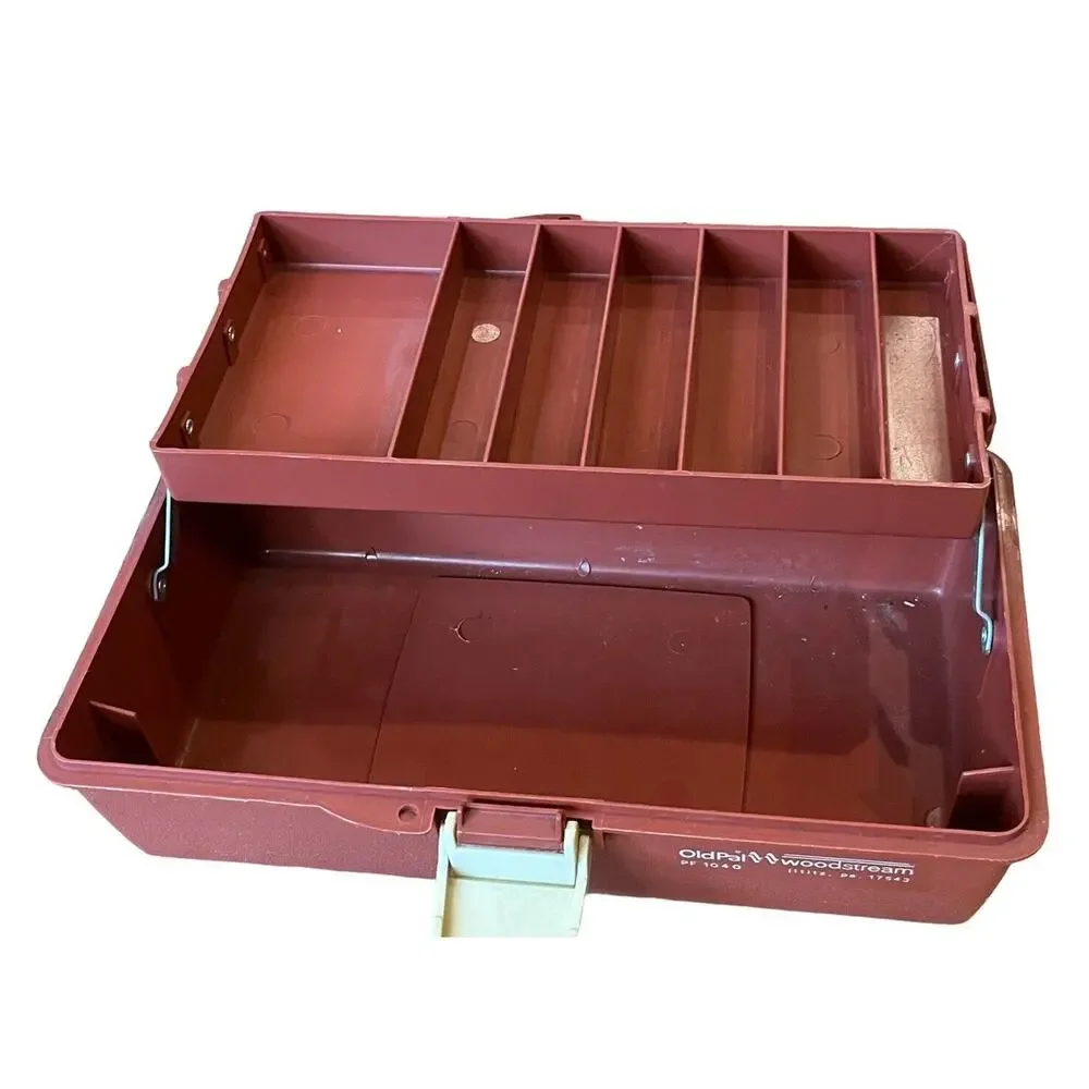 Woodstream Old Pal Tackle Box Vintage PF1040 w/ Folding Tray VTG Copper & Beige